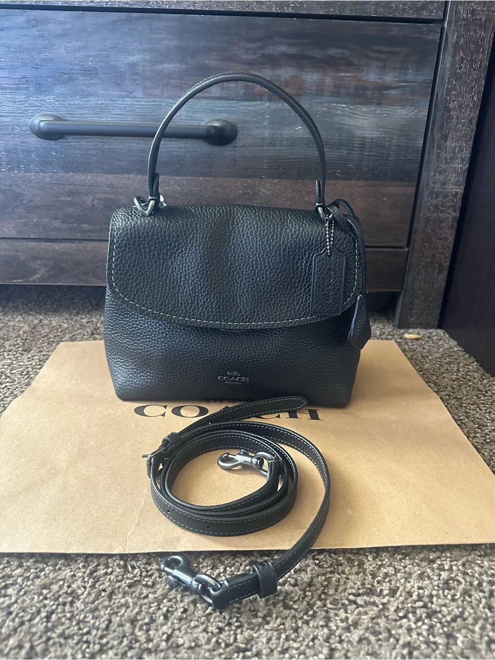 Coach Black Pebbled Leather Satchel